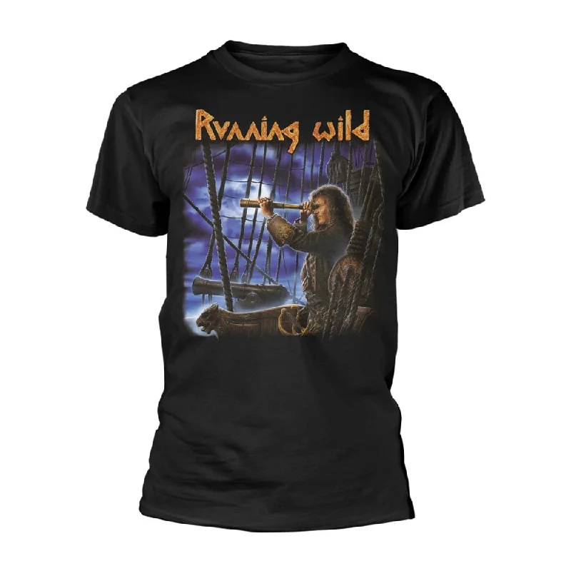 Running Wild Unisex T-shirt: Privateer (back print) Collared Crew Neck Turtle Neck