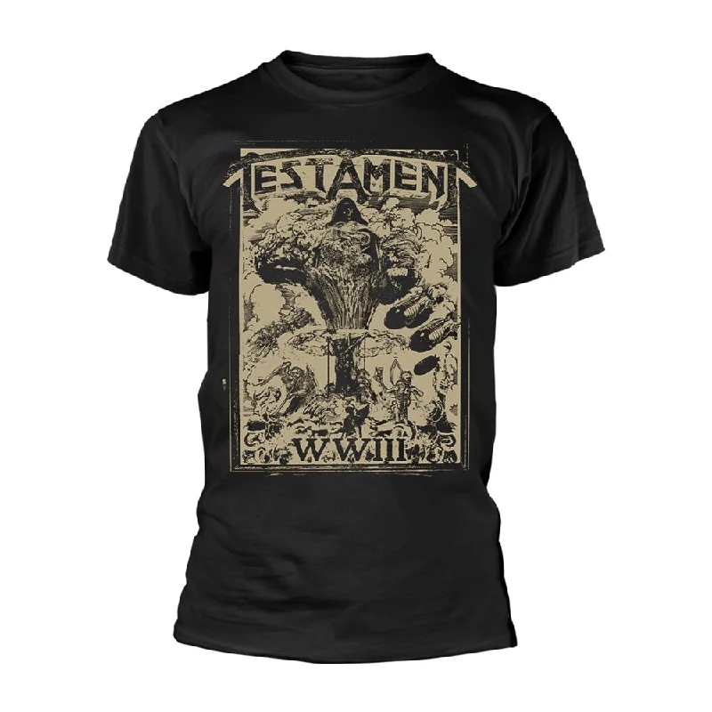 Testament Unisex T-shirt: WWIII (back print) Chenille Blend Fleece Blend Nylon Blend Testament Unisex T-shirt: WWIII (back print) Chenille Blend Fleece Blend Nylon Blend