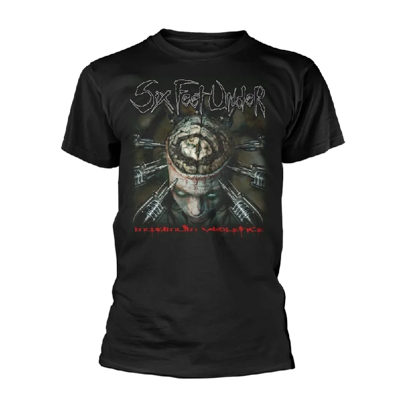 Six Feet Under Unisex T-shirt: Maximum Violence (back print) Collared T-Shirt Boat Neck A-Line Six Feet Under Unisex T-shirt: Maximum Violence (back print) Collared T-Shirt Boat Neck A-Line