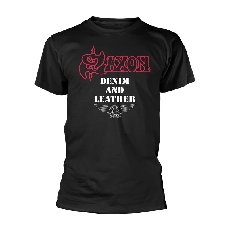 Saxon Unisex T-shirt: Denim And Leather Layered Multi-layer Single Layer
