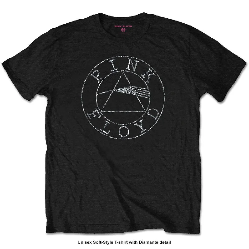 Pink Floyd | Official Band T-Shirt | Circle Logo (Diamante) Hooded Caped Shawl Collar Pink Floyd | Official Band T-Shirt | Circle Logo (Diamante) Hooded Caped Shawl Collar