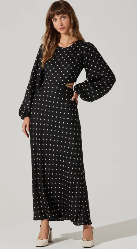 Polka Dot Long Sleeve Maxi Dress by ASTR the Label Comfortable Maxi Dress with Sleeves