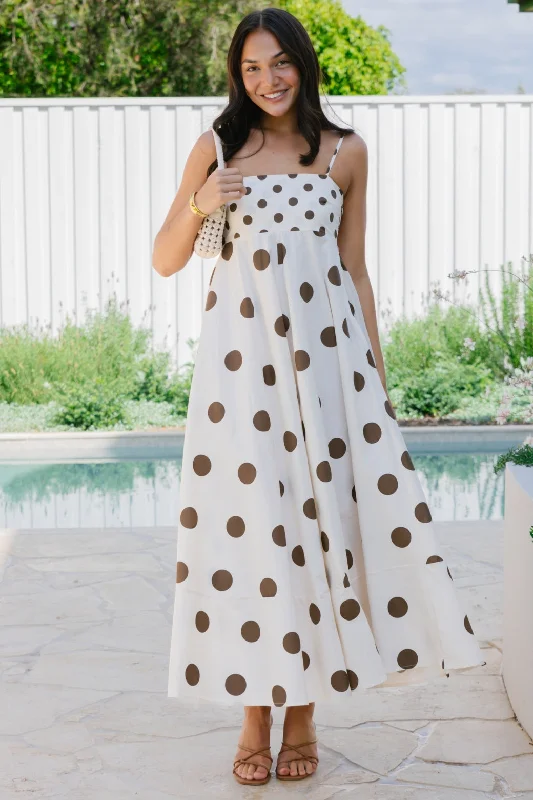 Portafino Maxi Dress Cream/Choc Spot Stylish Longline Maxi Dress