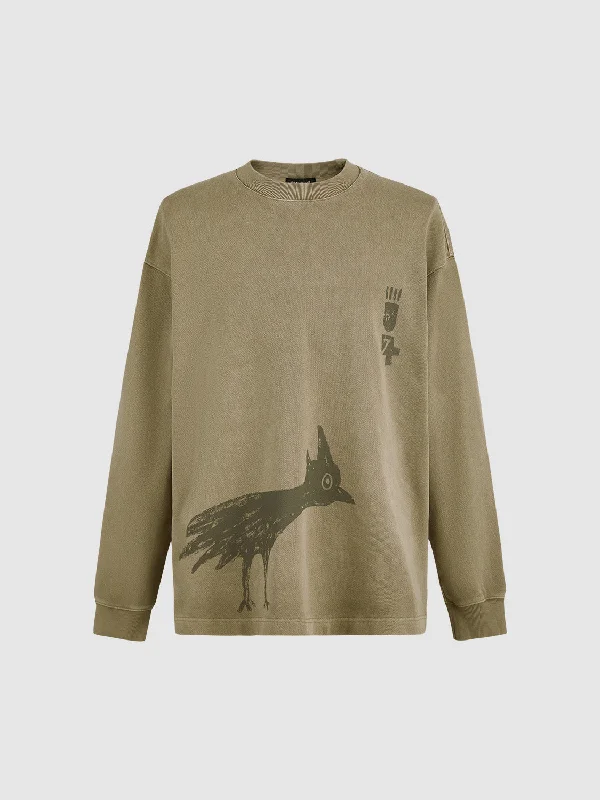 Printed Crew Neck Loose T-Shirt Casual Formal Business