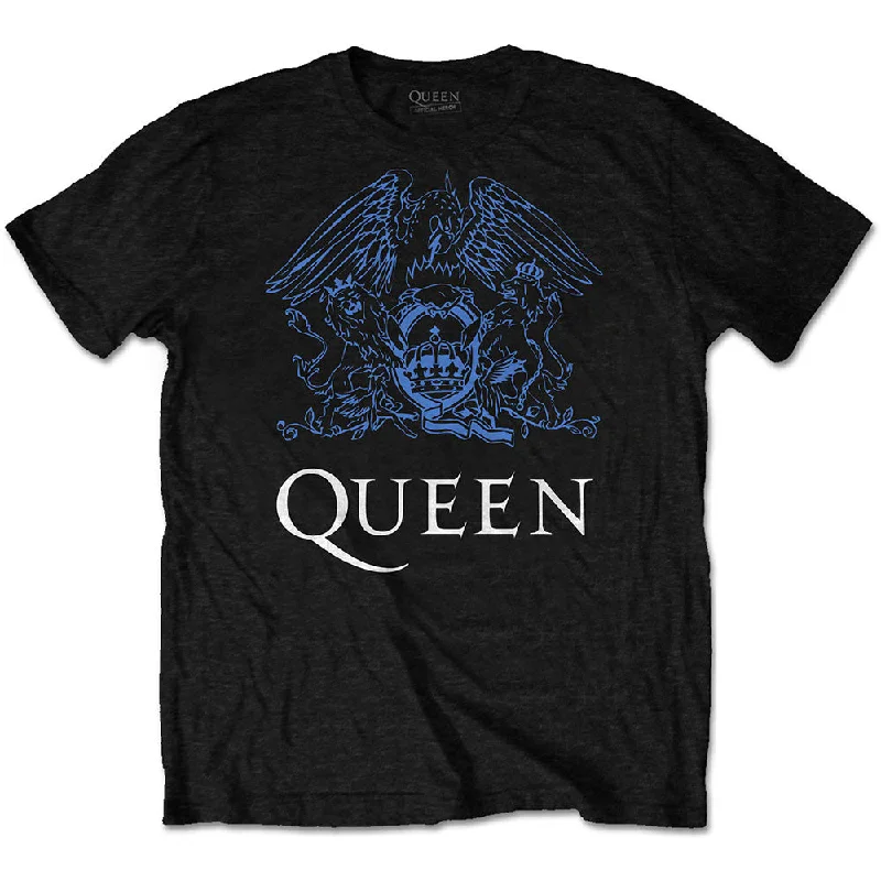 Queen | Official Band T-Shirt | Blue Crest Jersey Fabric Tulle Fabric Batik Fabric