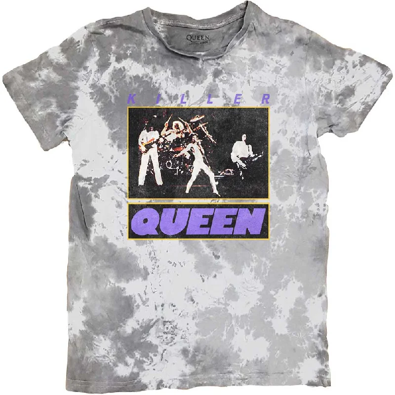 Queen | Official Band T-Shirt | Killer Queen (Dye-Wash) Ribbed T-Shirt High Neck Heavyweight Queen | Official Band T-Shirt | Killer Queen (Dye-Wash) Ribbed T-Shirt High Neck Heavyweight