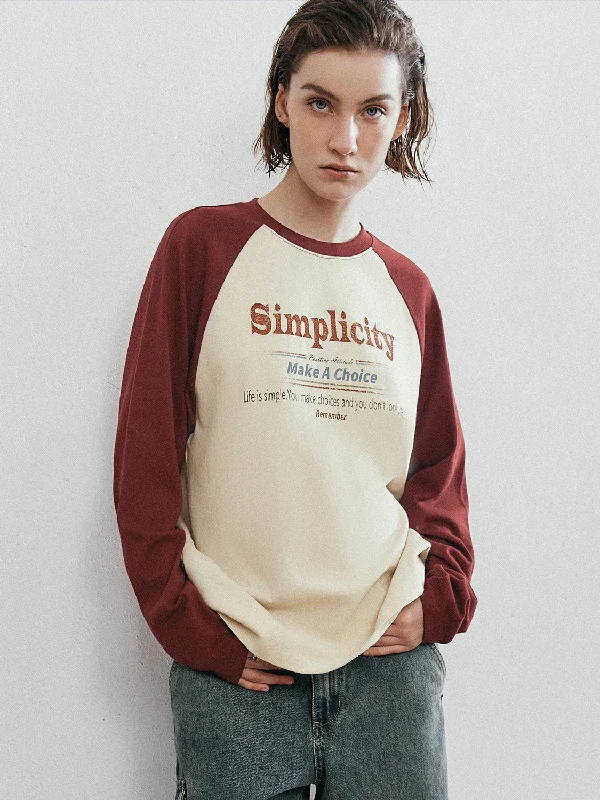 Raglan Sleeve Loose T-Shirts Print Jacquard Patchwork