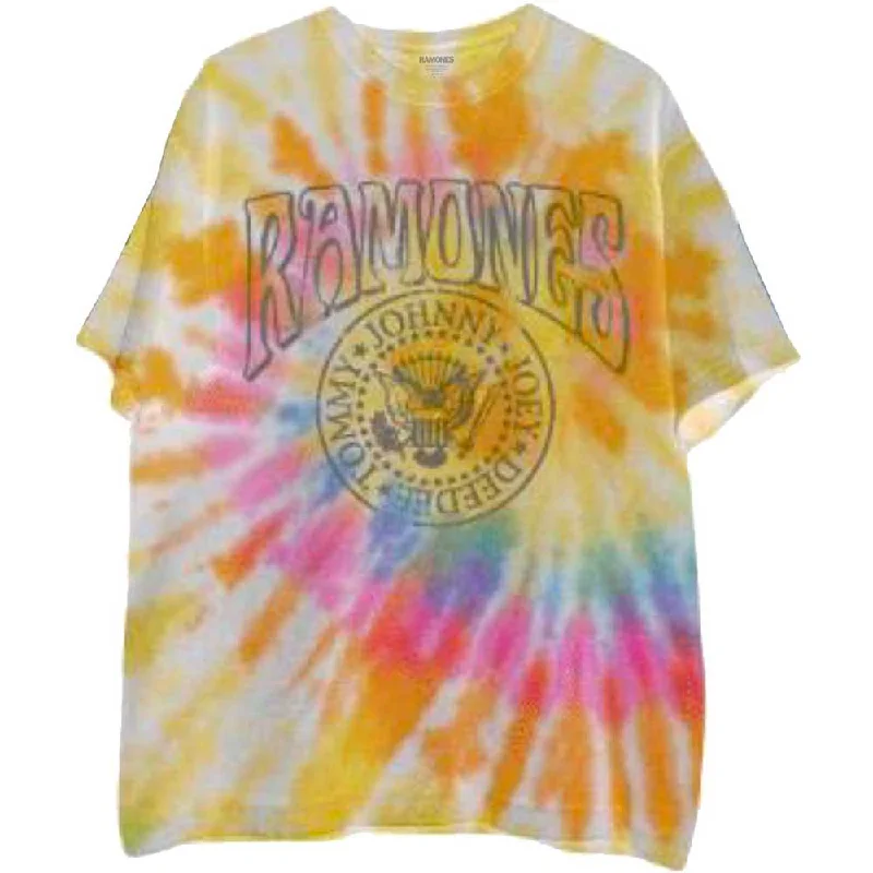 Ramones | Official Band T-Shirt | Crest Psych (Dip-Dye) Seamless Knitted Crochet
