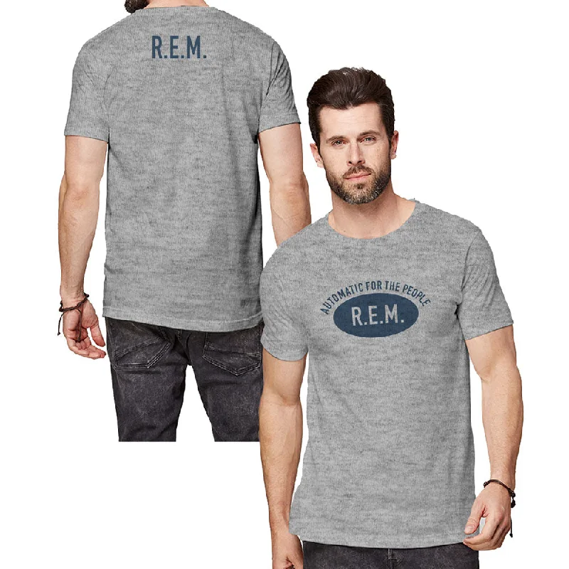 R.E.M. | Official Band T-Shirt | Automatic (Back Print) Striped Floral Plaid