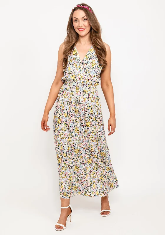 Seventy1 One Size Dainty Floral Maxi Dress, Pink Multi Comfortable Plunging Neckline Maxi Dress