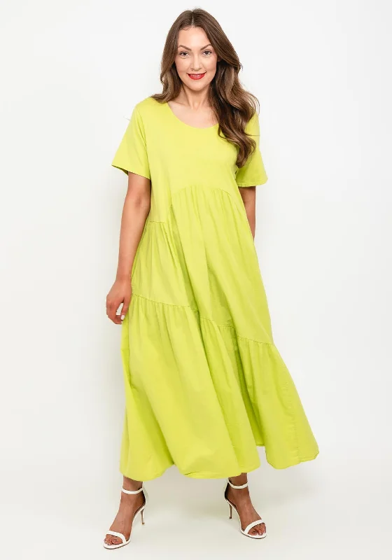 Seventy1 One Size Dome Waist Smock Maxi Dress, Lime Chic Summer Maxi Dress