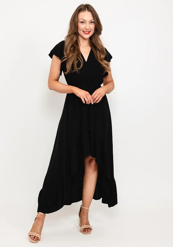 Seventy1 One Size Tiered Maxi Dress, Black Cozy Ruffle Sleeve Maxi Dress