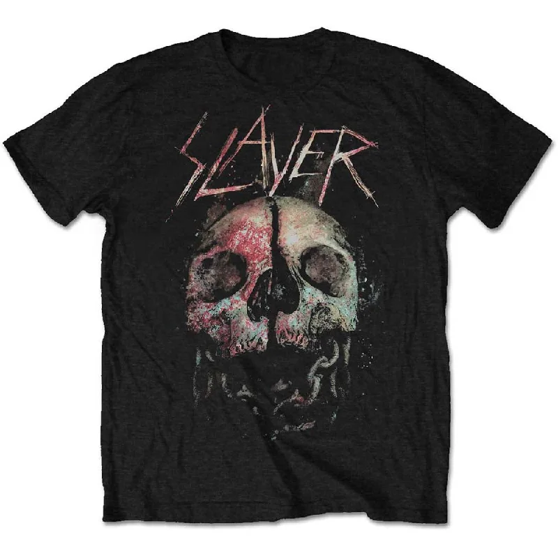 Slayer | Official Band T-Shirt | Cleaved Skull Embroidered Appliqued Beaded