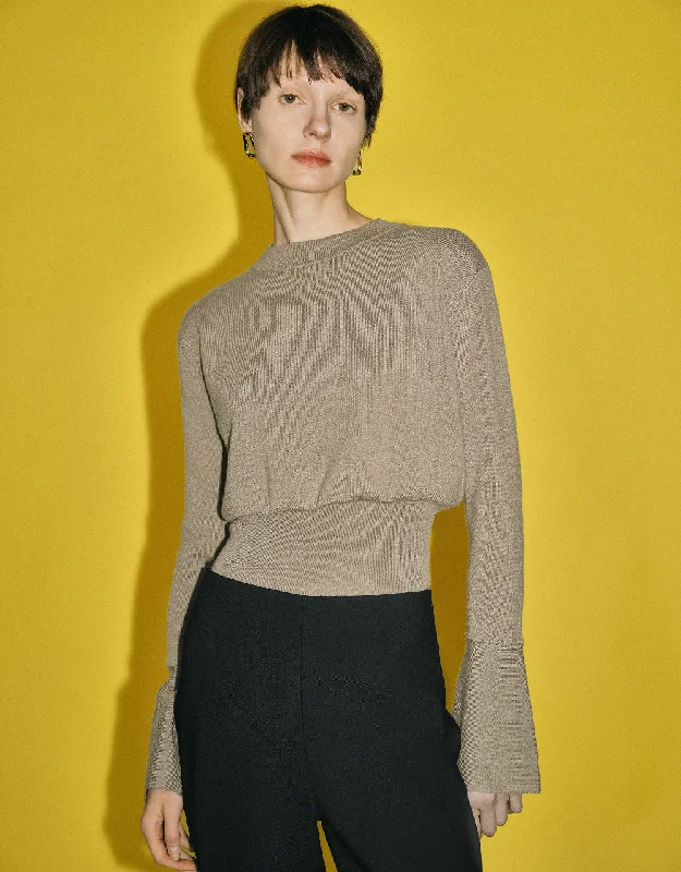 Straight Knitted T-Shirt Hooded Caped Shawl Collar