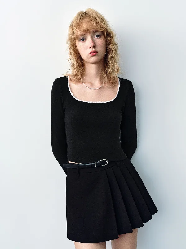 U Neck Skinny T-Shirt Boxy Fit Fitted Loose