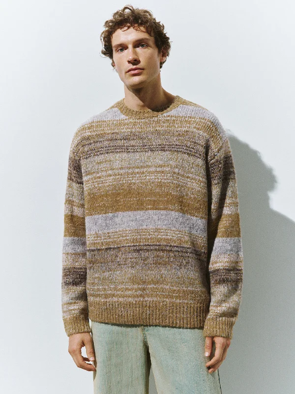 Crew Neck Oversized Knitted T-Shirt Lace Blend Ribbed Blend Corduroy Blend