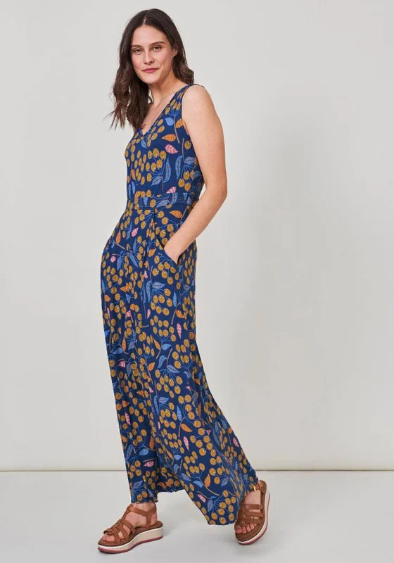 White Stuff Sophie Leaf Print Maxi Dress, Blue Multi Classic A-Line Maxi Dress