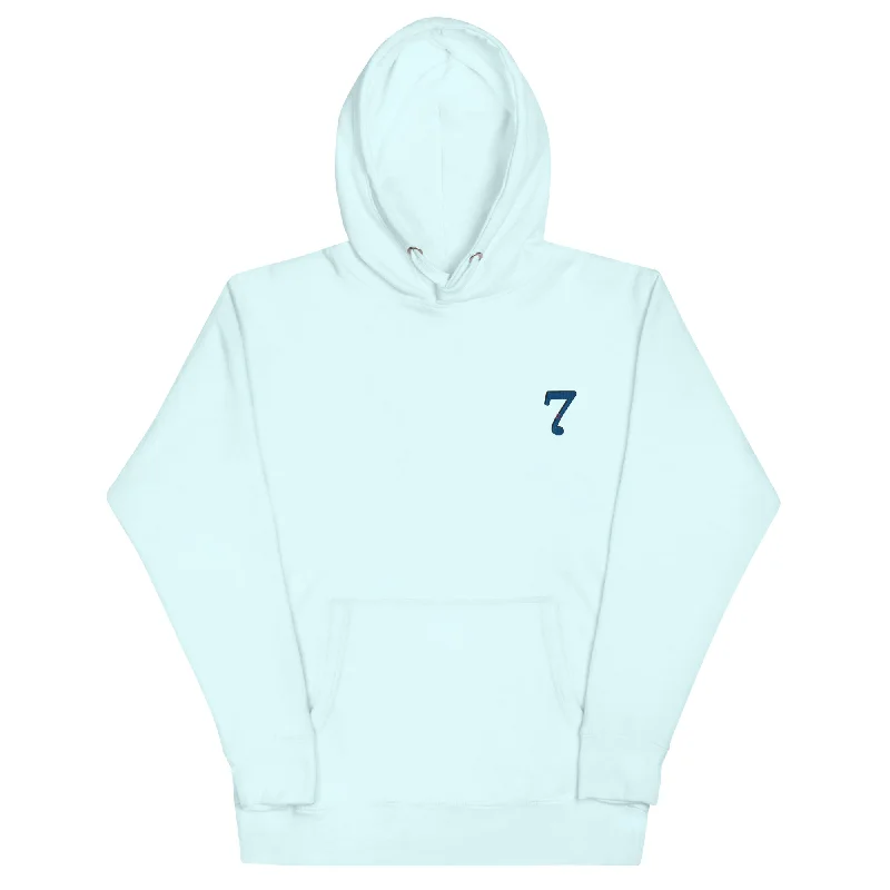 7 | Embroidered Unisex Hoodie Hoodie with Slit Hem Functional Movement