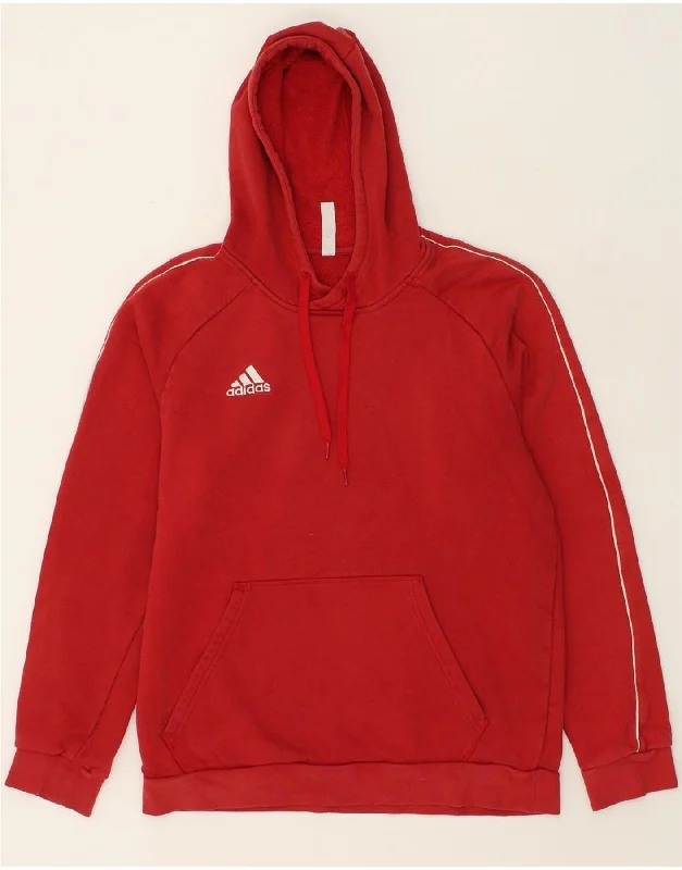 ADIDAS Mens Hoodie Jumper Large Red Cotton Hoodie with Crew Neck Simple Timeless