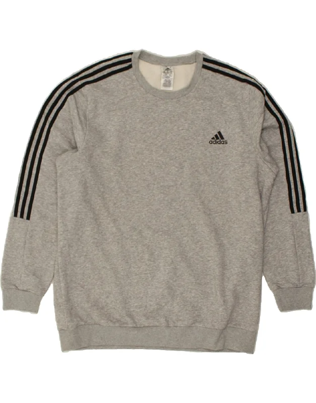 ADIDAS Mens Sweatshirt Jumper 2XL Grey Cotton Hoodie with Earth Tones Natural Calm