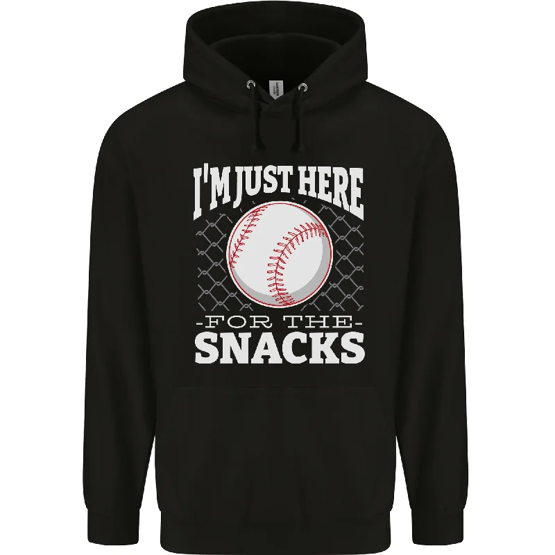 Baseball Im Just Here for the Snacks Mens 80% Cotton Hoodie Hoodie with Frayed Bohemian Relaxed