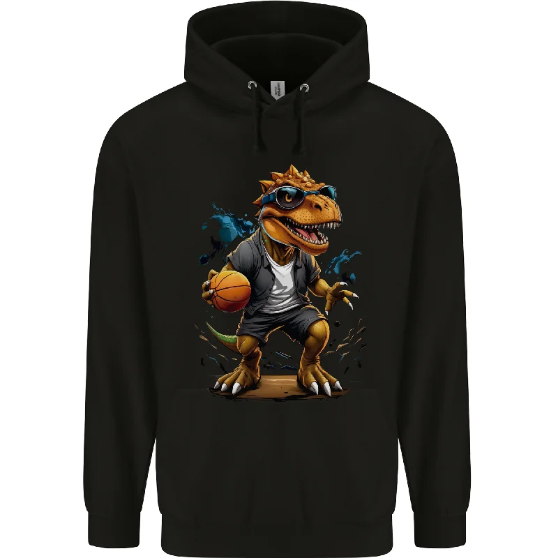 Basketball T-Rex Dinosaur Mens 80% Cotton Hoodie Hoodie with Typography Text Message