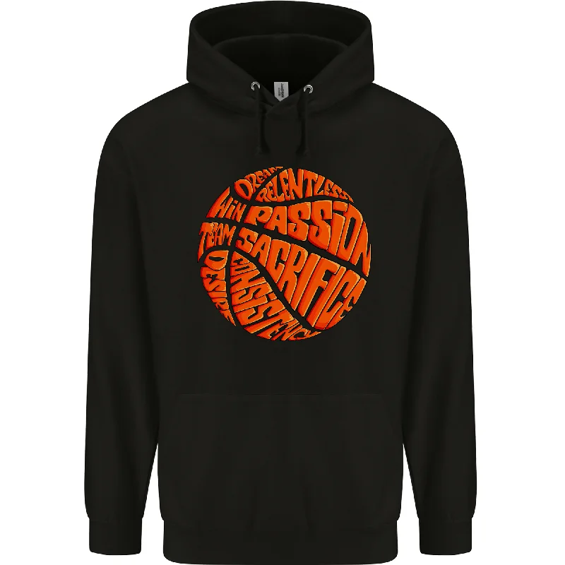 Basketball Word Art Mens 80% Cotton Hoodie Hoodie with Velcro Closure Adjustable Secure