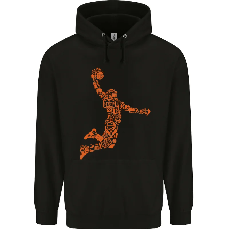 Basketball Word Art Mens 80% Cotton Hoodie Hoodie with Oversized Fit Loose Comfortable