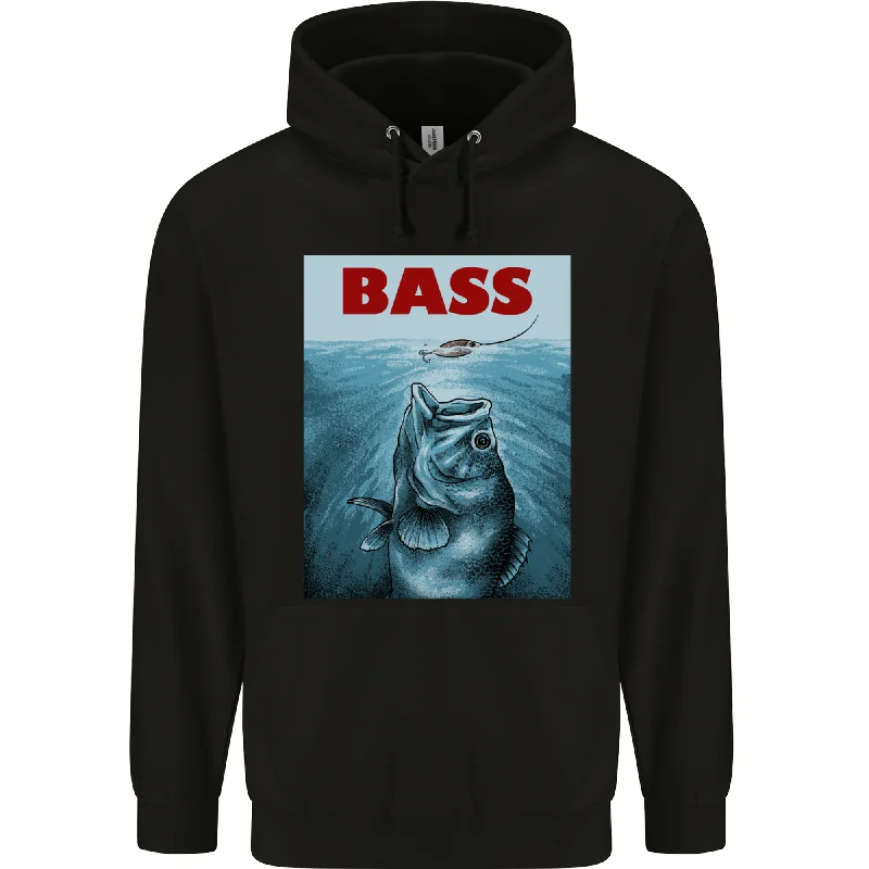 Bass Fishing Parody Funny Fisherman Mens 80% Cotton Hoodie Hoodie with Hem Frayed Vintage Worn