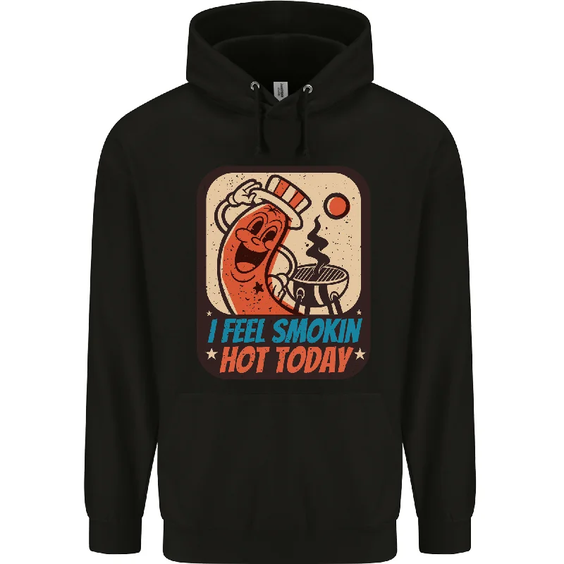 BBQ Smokin Hot Today Funny Grill Mens 80% Cotton Hoodie Hoodie with Drawstring Waist Adjustable Fitted