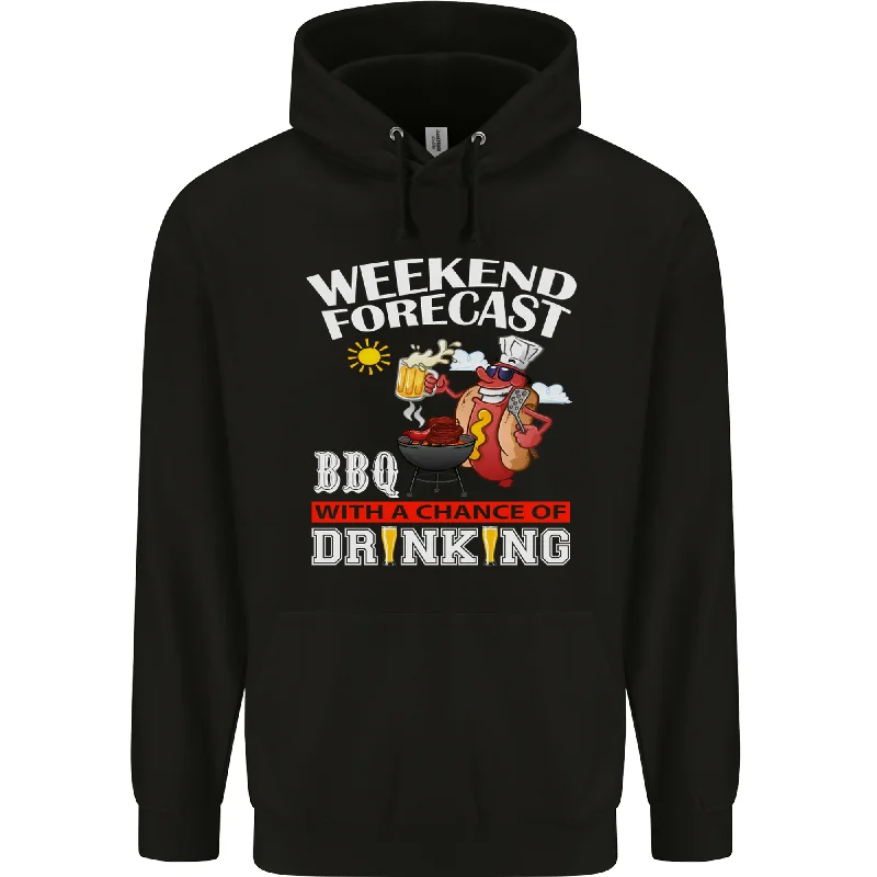 BBQ Weekend Forecast BBQing Alcohol Beer Mens 80% Cotton Hoodie Hoodie with Thumb Holes Functional Cozy