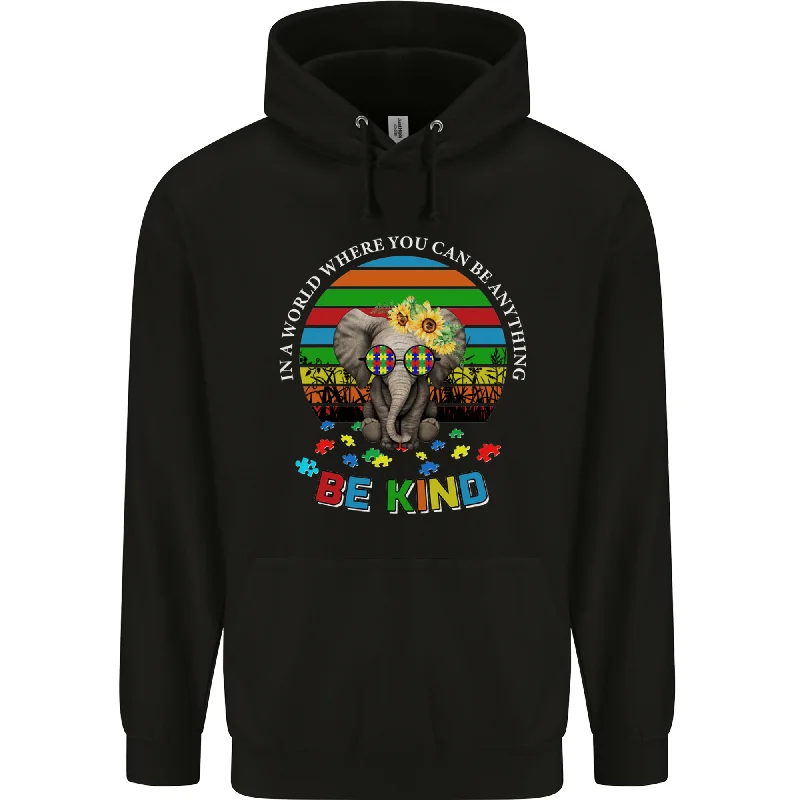 Be Kind Elephant Autism Autistic Mens 80% Cotton Hoodie Hoodie with Logo Branding Identity