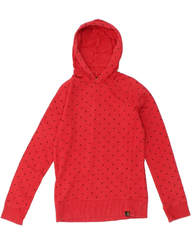 CARHARTT Womens Hoodie Jumper UK 10 Small Red Cotton Hoodie with Oversized Fit Loose Comfortable