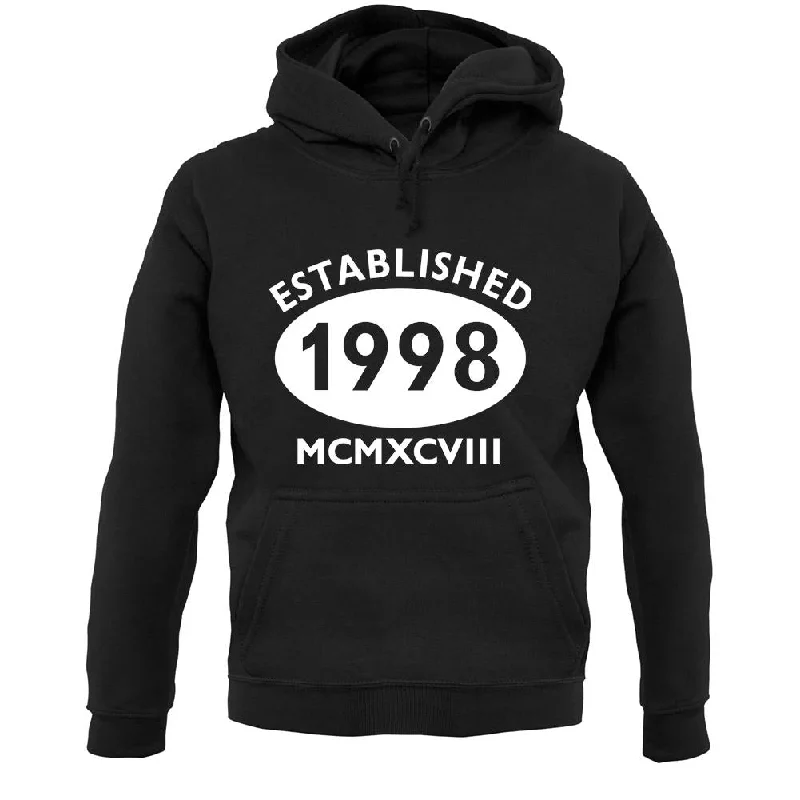 Established 1998 Roman Numerals Unisex Hoodie Hoodie with Drawcord Adjustable Secure