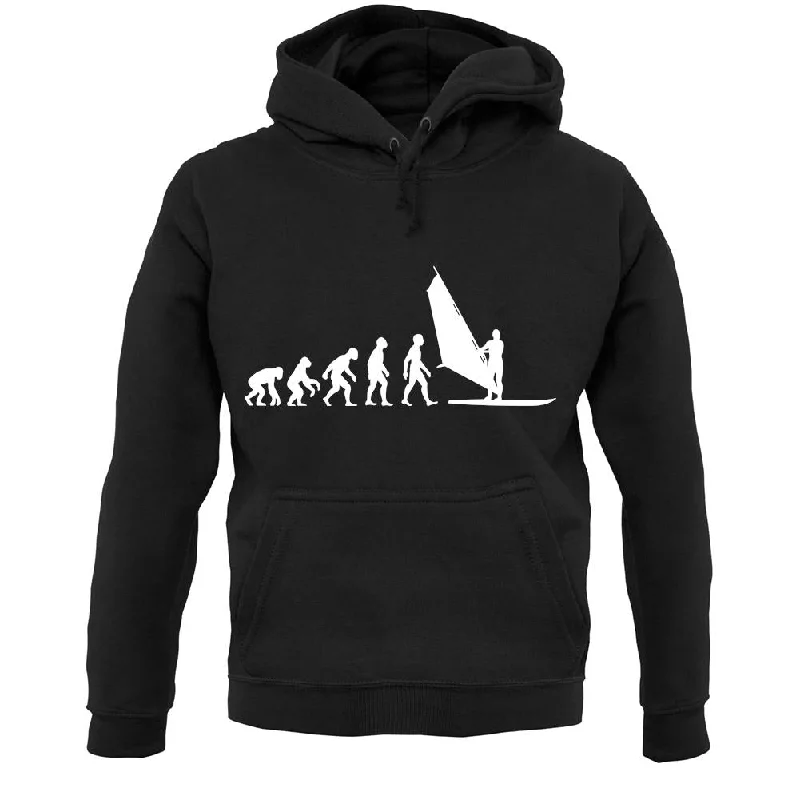 Evolution Of Man Windsurfing Unisex Hoodie Hoodie with Cuffed Sleeves Snug Secure