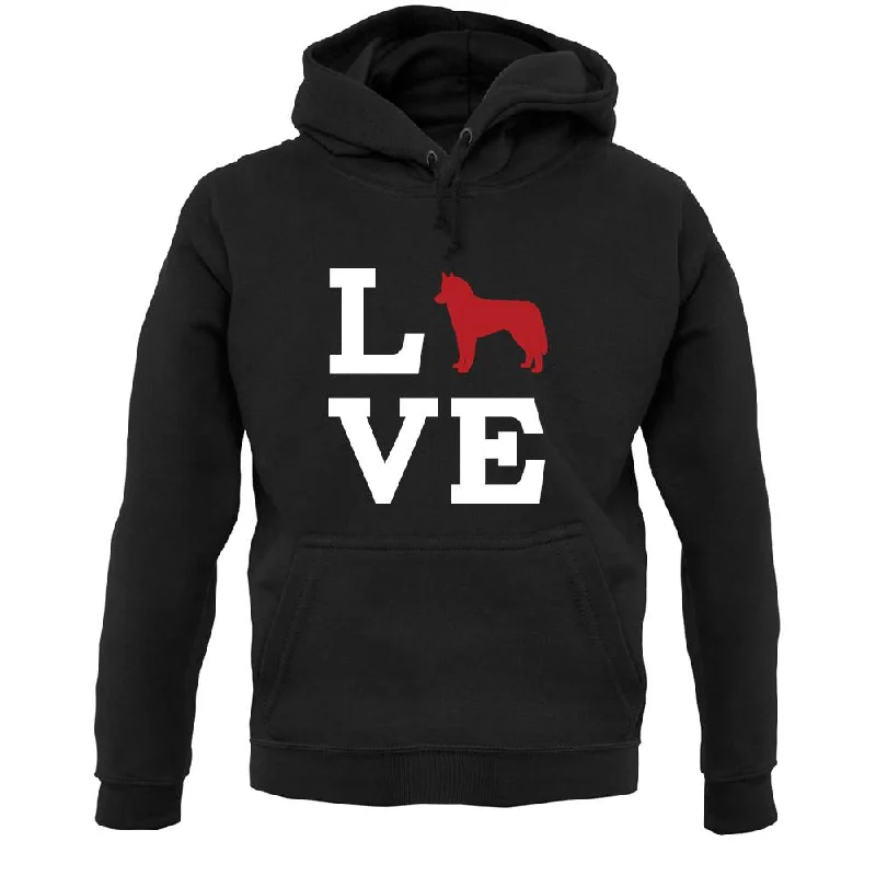 Love Huskie Dog Silhouette Unisex Hoodie Hoodie with Frayed Bohemian Relaxed