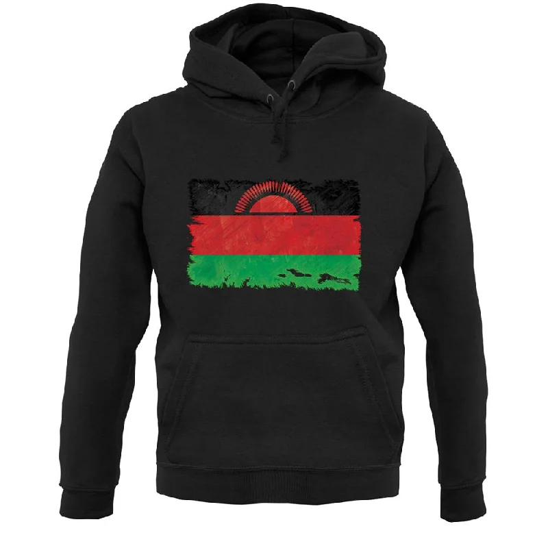 Malawi Grunge Style Flag Unisex Hoodie Hoodie with Zipper Placket Modern Functional