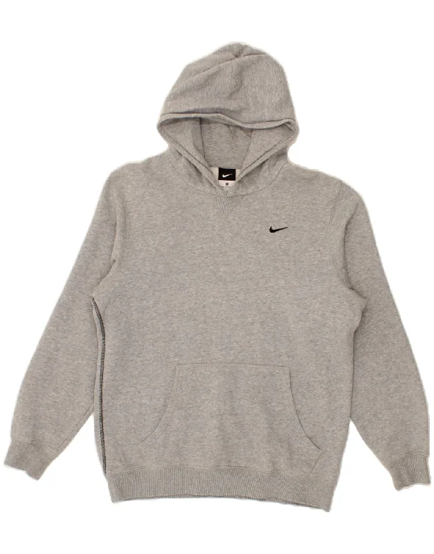 NIKE Boys Hoodie Jumper 13-14 Years XL Grey Cotton Hoodie with Relaxed Fit Easy Casual