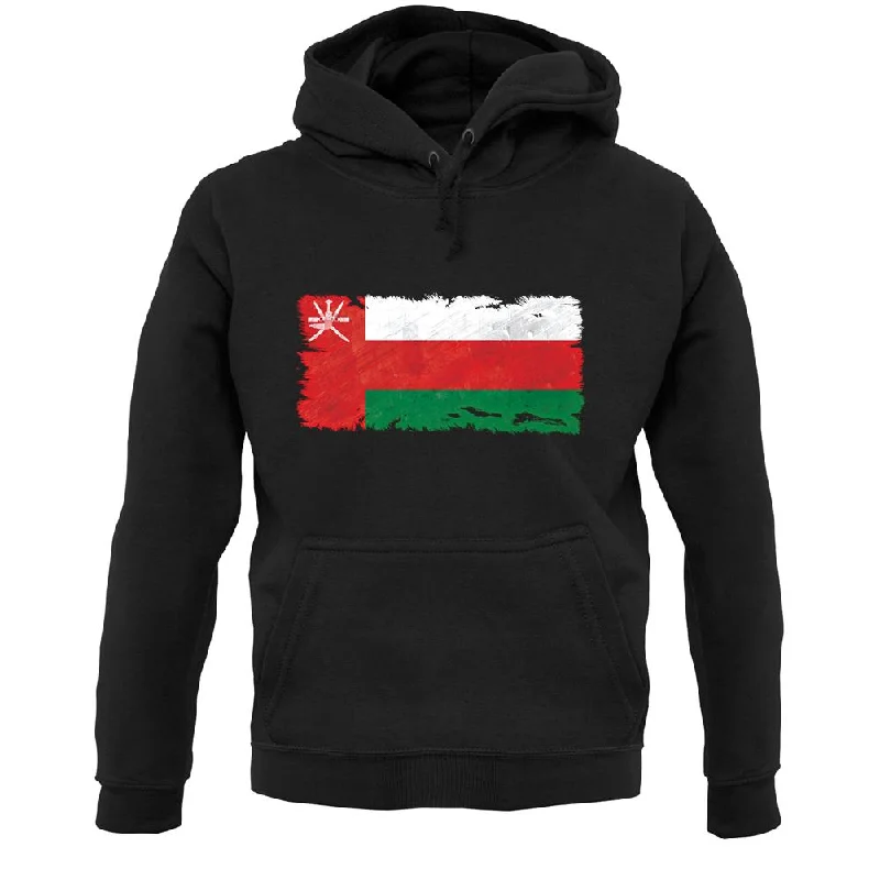 Oman Grunge Style Flag Unisex Hoodie Hoodie with Exposed Zipper Edgy Industrial