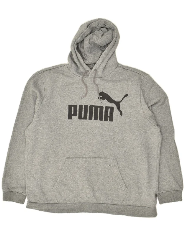 PUMA Mens Graphic Hoodie Jumper 2XL Grey Cotton Hoodie with Camouflage Military Edgy