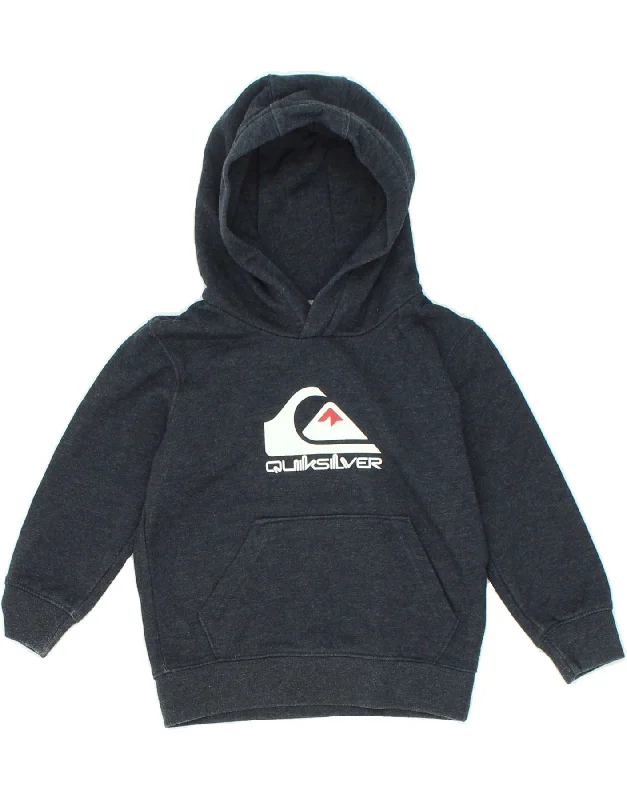 QUIKSILVER Boys Graphic Hoodie Jumper 3-4 Years Navy Blue Cotton Hoodie with Puffed Sleeves Voluminous Trendy