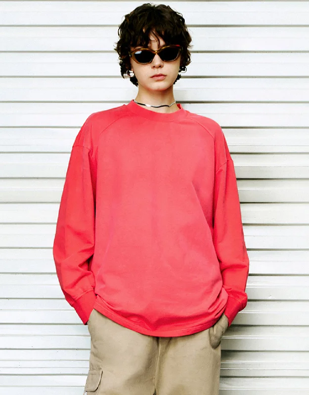 Raglan Sleeve Crew Neck Loose Sweatshirt Hoodie with V-Neck Classic Versatile