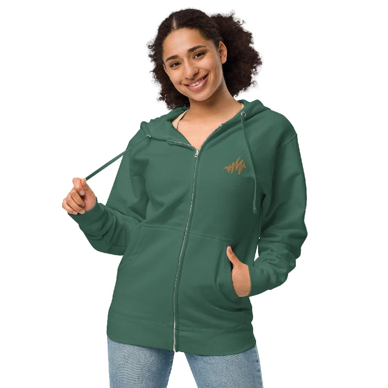 Waves | Unisex fleece zip up hoodie Hoodie with Elastic Waist Stretchable Comfortable