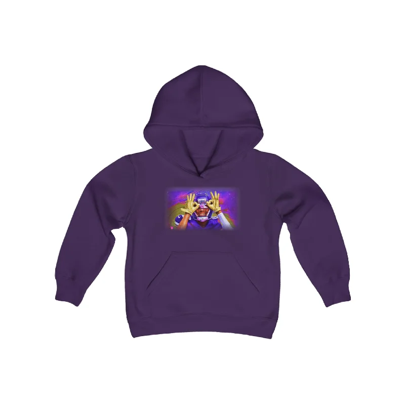 Youth Heavy Blend Hoodie - Griddy (Color Blast) Hoodie with High-Low Hem Asymmetrical Trendy