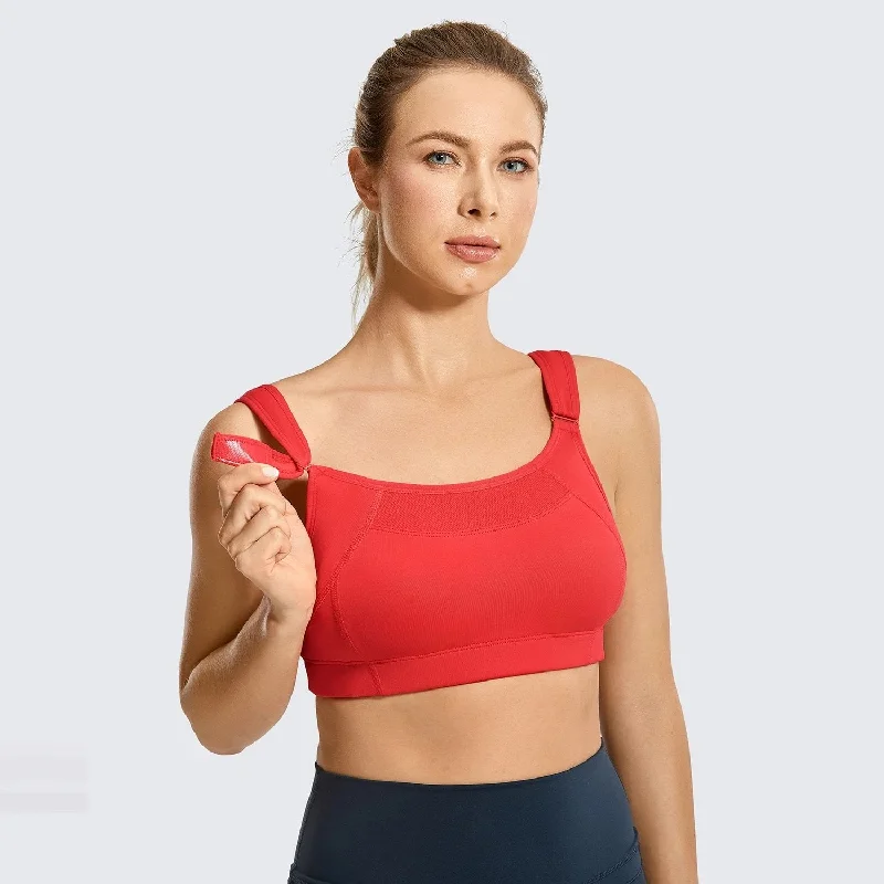 Maxi Support Wireless High Impact Sports Bra - Red Sexy Mesh Bra