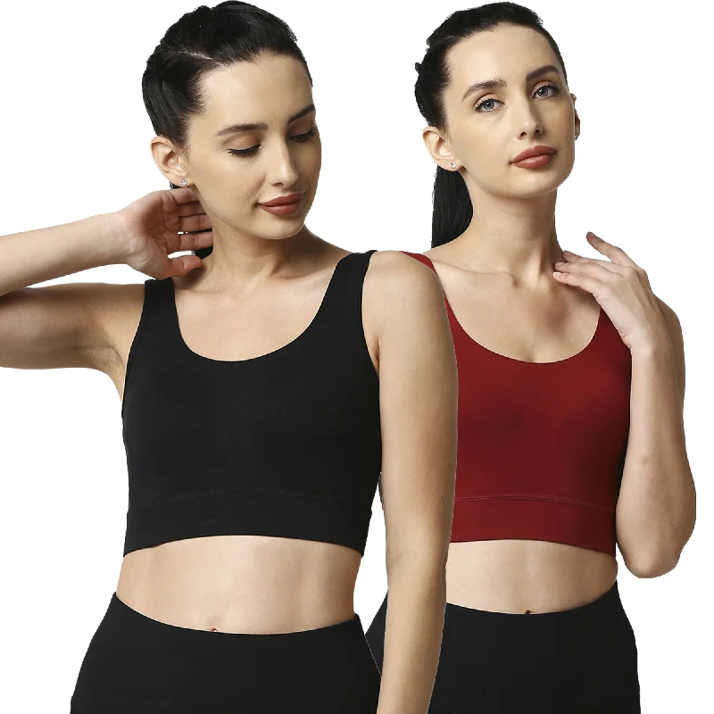 Medium Impact Non Padded Non Wired Long Line Sports Bra (Pack of 2) CB-910 Trendy Lace Bra