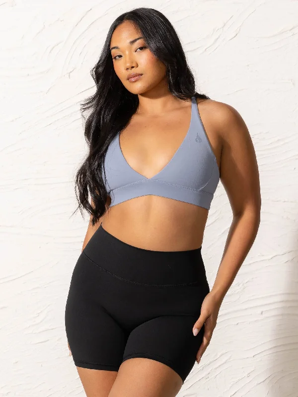 NKD Low Neck Sports Bra - Denim Blue High-Cut Bra Design