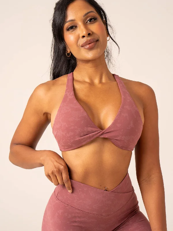 NKD Stonewash Twist Sports Bra - Boysenberry Stonewash Full Coverage Bra