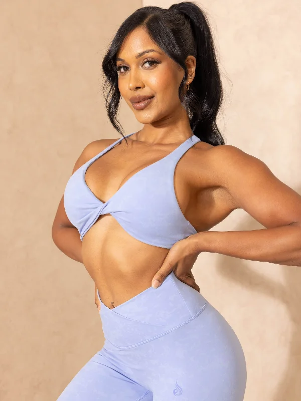 NKD Stonewash Twist Sports Bra - Cornflower Blue Stonewash Wireless Push-Up Bra