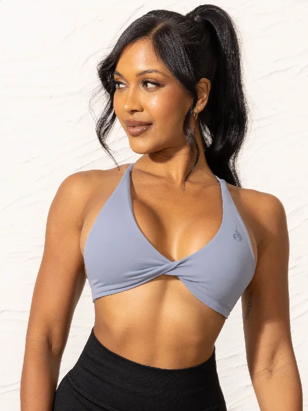 NKD Twist Sports Bra - Denim Blue Adjustable Back Bra